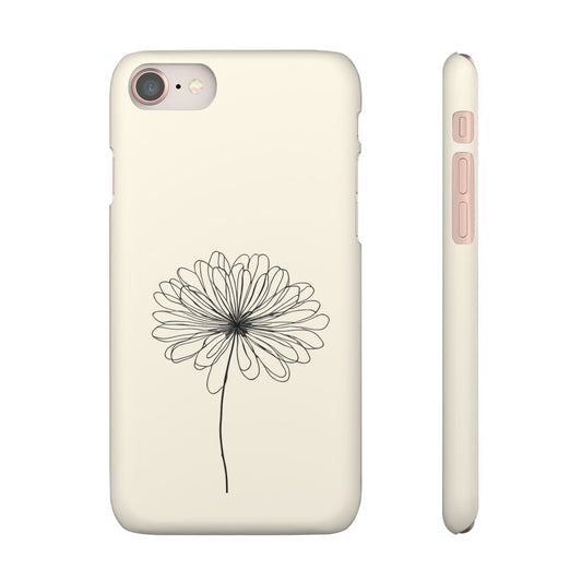 Chrysanthemum Line Art Phone Case, Minimalist Floral Design For iPhone 16 15 Pro 14 12 XR 8 Samsung