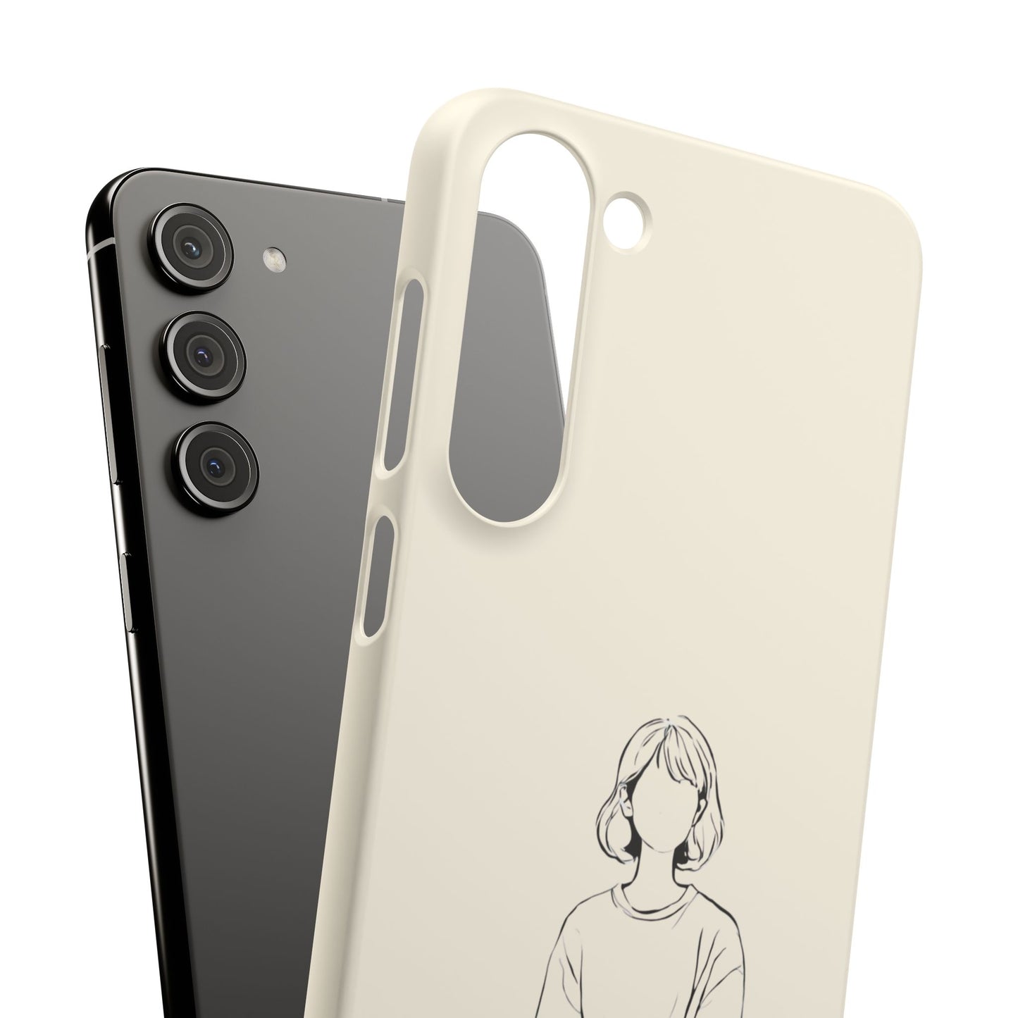 Girl and Cat Line Art Phone Case, Minimalist and Cozy Design, For iPhone 16 15 Pro 14 12 XR 7 8 Samsung