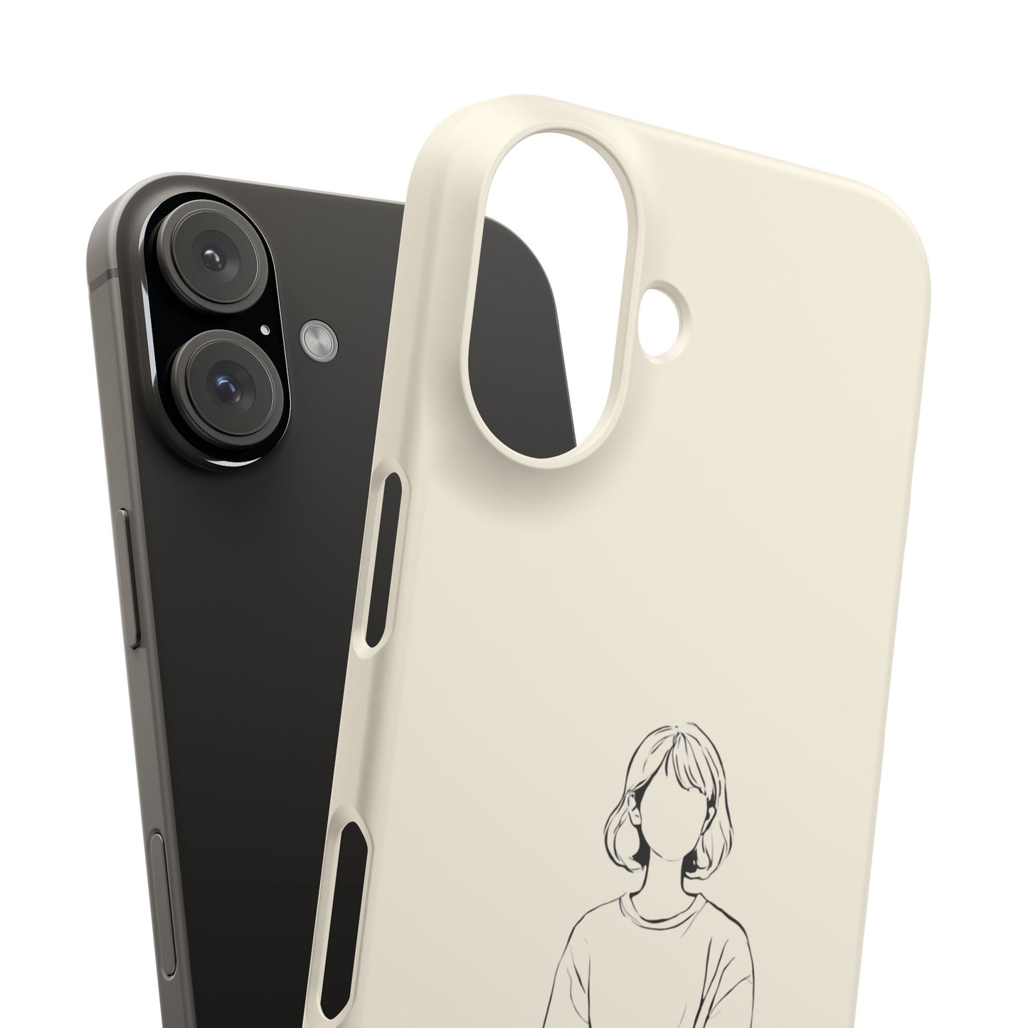 Girl and Cat Line Art Phone Case, Minimalist and Cozy Design, For iPhone 16 15 Pro 14 12 XR 7 8 Samsung