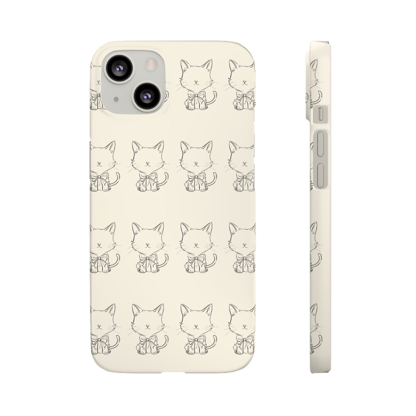 Cute Bow Cat Pattern Phone Case, Cute & Minimalist Design