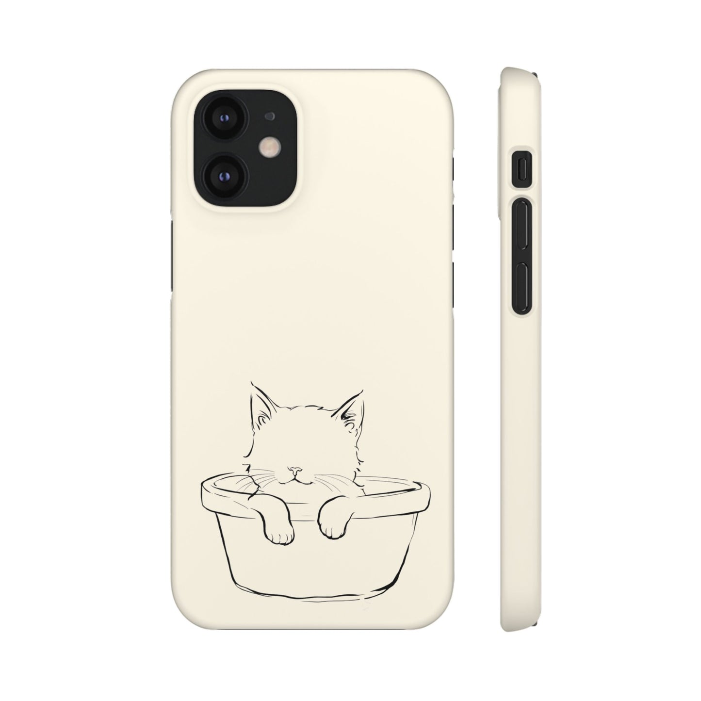 Kitten in a Basket Line Art Phone Case, Adorable & Cozy Design For iPhone 16 15 Pro 14 12 XR 8 Samsung