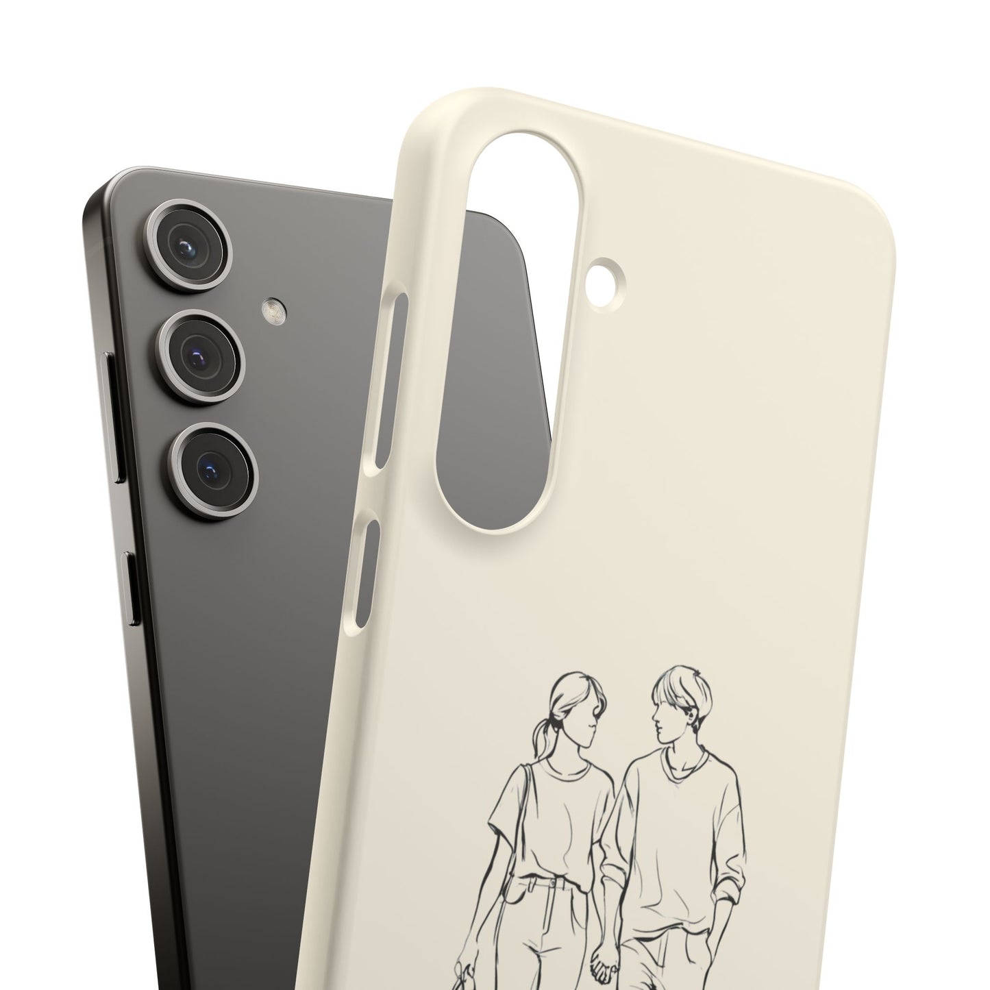 Together Forever Line Art Phone Case, Minimalist Couple Design For iPhone 16 15 Pro 14 12 XR 8 Samsung