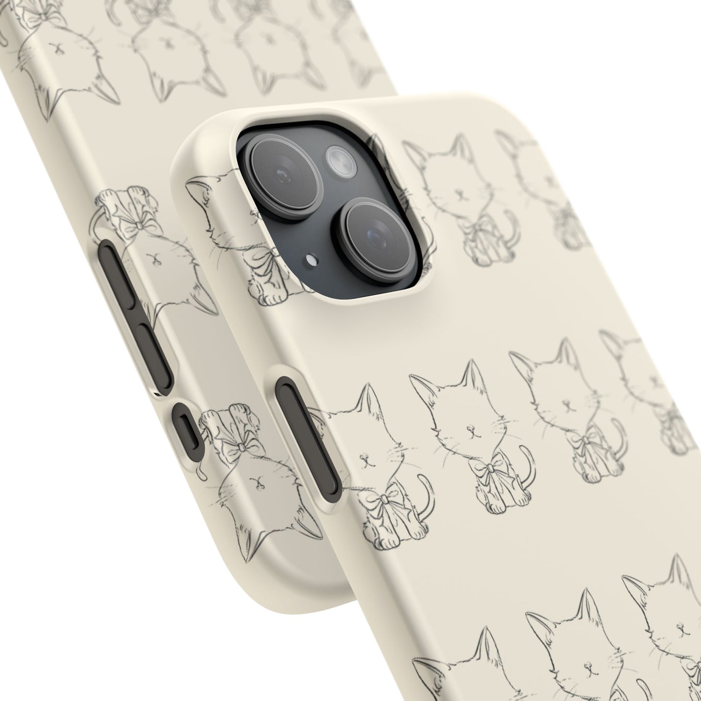 Cute Bow Cat Pattern Phone Case, Cute & Minimalist Design