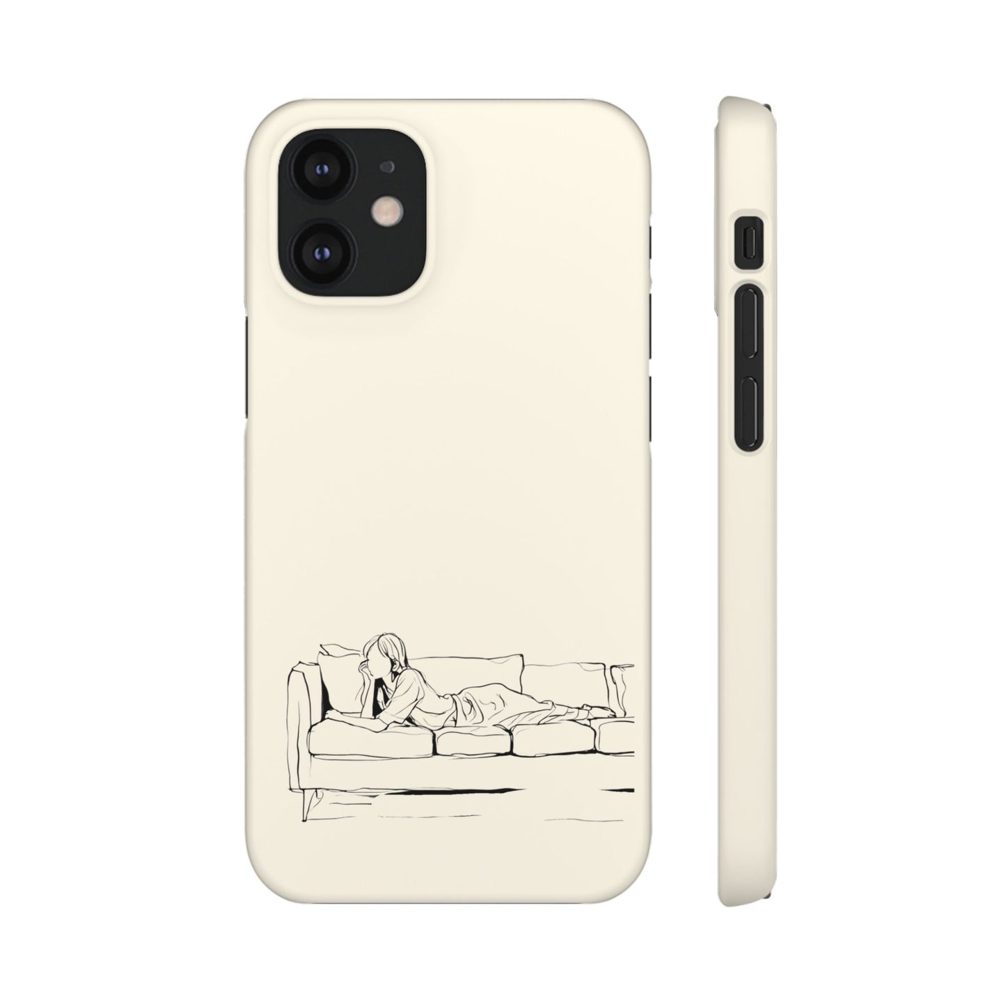 Cozy Sofa Line Art Phone Case, Minimalist & Relaxing Design For iPhone 16 15 Pro 14 12 XR 8 Samsung