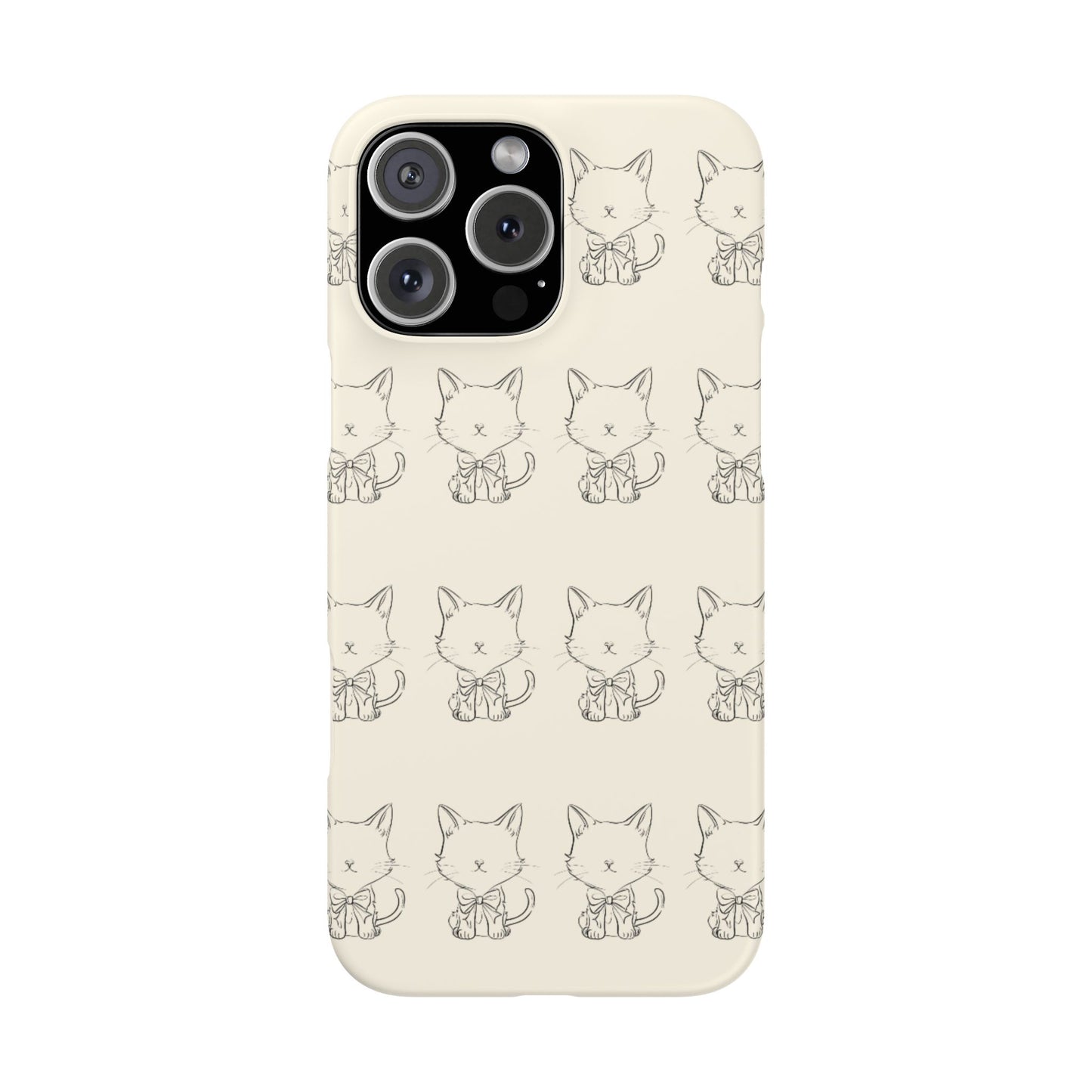 Cute Bow Cat Pattern Phone Case, Cute & Minimalist Design