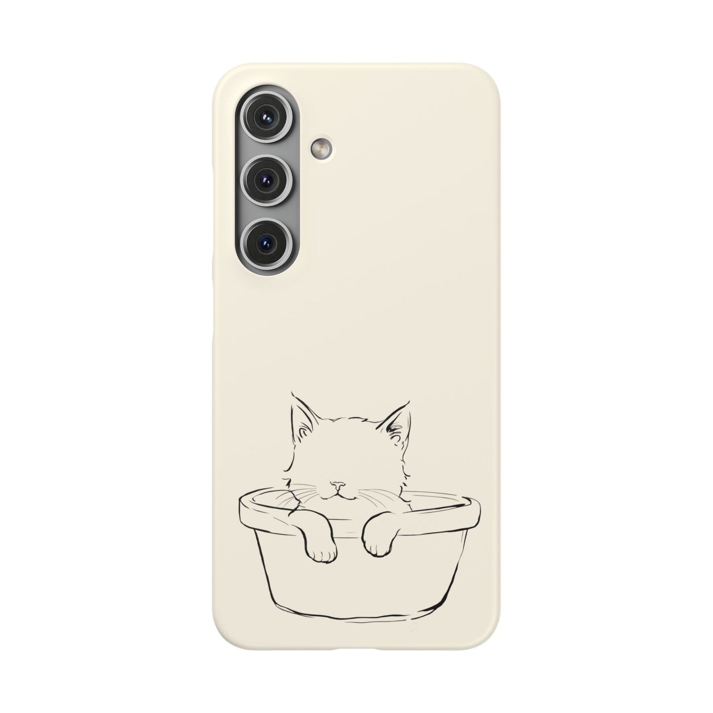 Kitten in a Basket Line Art Phone Case, Adorable & Cozy Design For iPhone 16 15 Pro 14 12 XR 8 Samsung