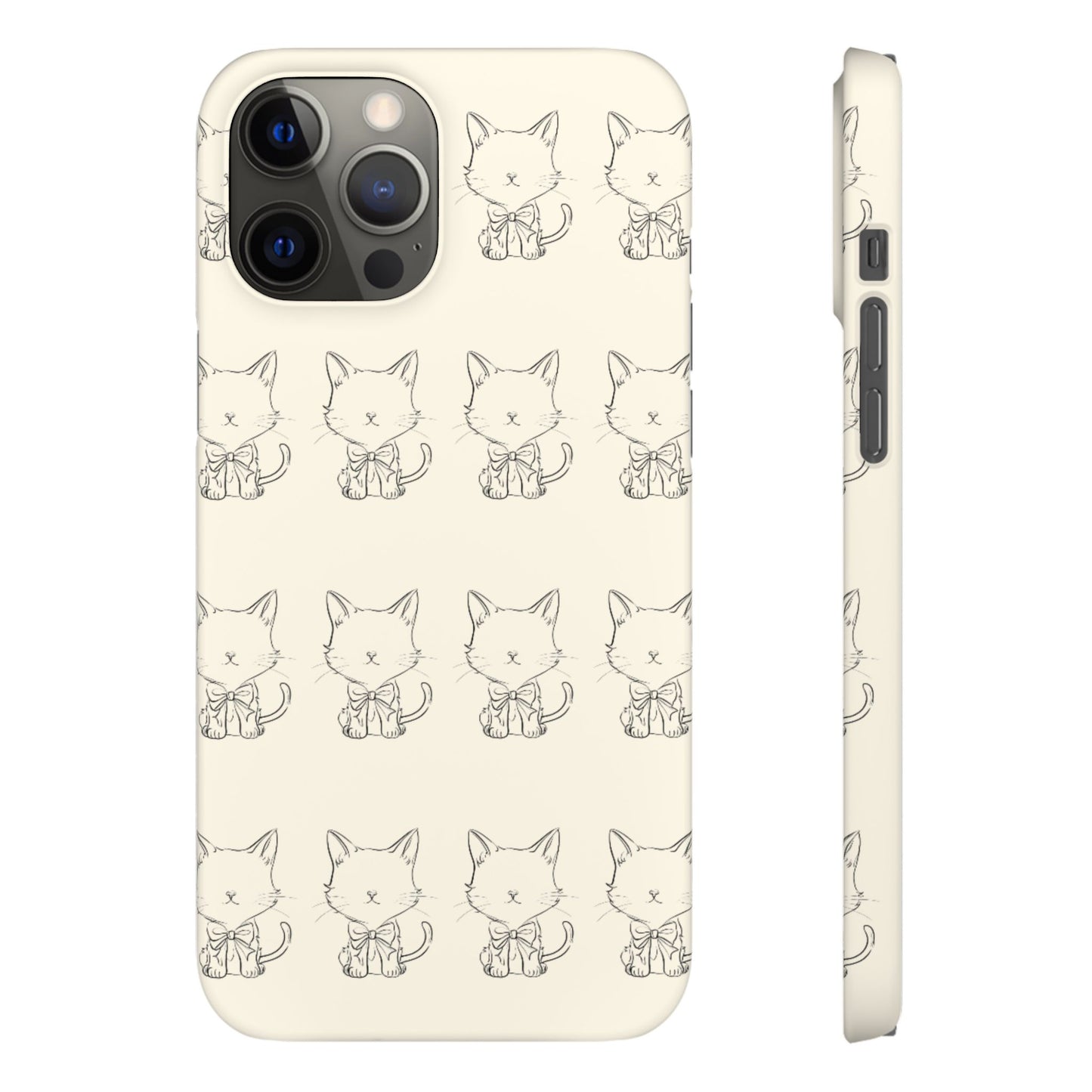 Cute Bow Cat Pattern Phone Case, Cute & Minimalist Design