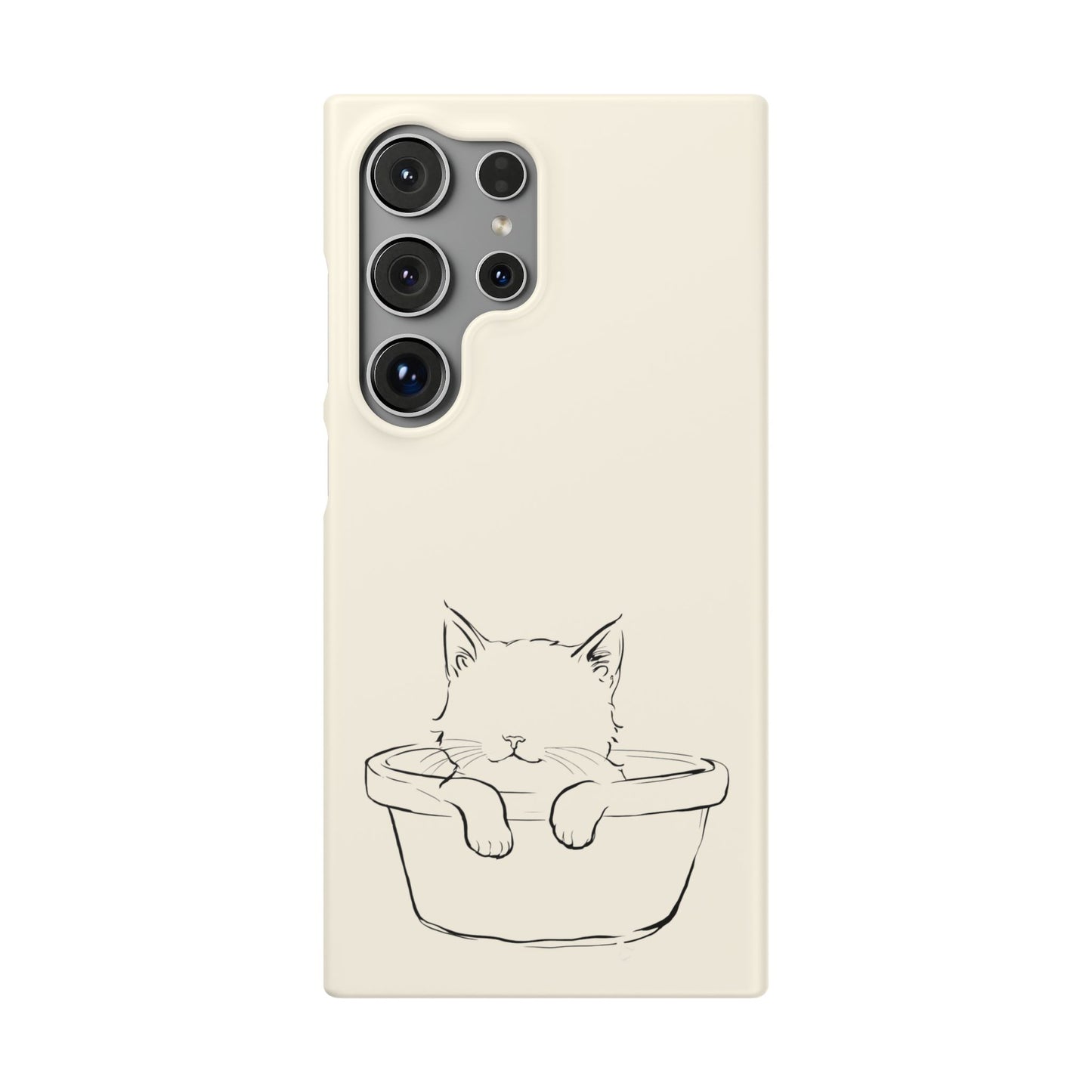 Kitten in a Basket Line Art Phone Case, Adorable & Cozy Design For iPhone 16 15 Pro 14 12 XR 8 Samsung