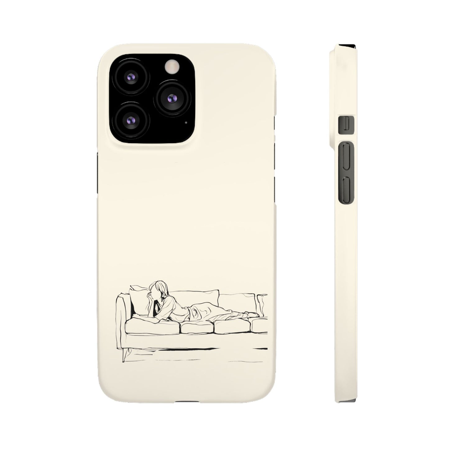 Cozy Sofa Line Art Phone Case, Minimalist & Relaxing Design For iPhone 16 15 Pro 14 12 XR 8 Samsung