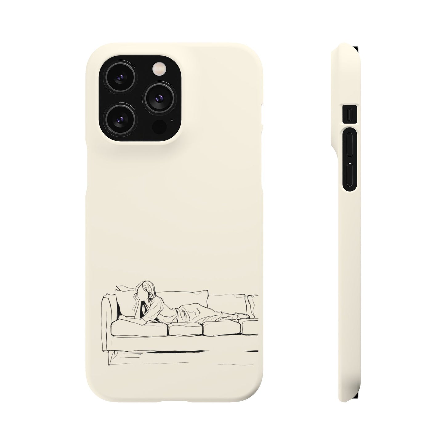 Cozy Sofa Line Art Phone Case, Minimalist & Relaxing Design For iPhone 16 15 Pro 14 12 XR 8 Samsung