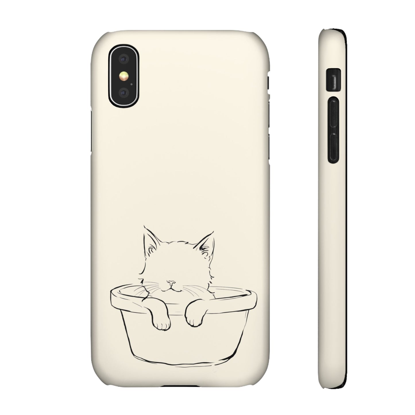 Kitten in a Basket Line Art Phone Case, Adorable & Cozy Design For iPhone 16 15 Pro 14 12 XR 8 Samsung