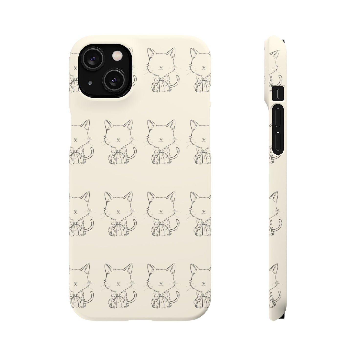 Cute Bow Cat Pattern Phone Case, Cute & Minimalist Design