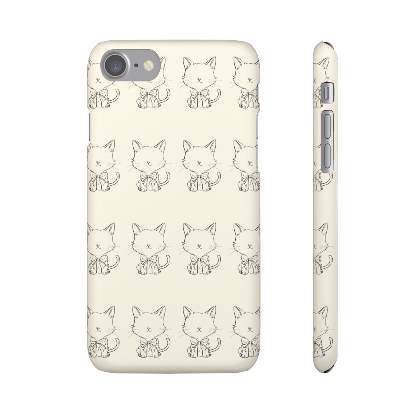 Cute Bow Cat Pattern Phone Case, Cute & Minimalist Design