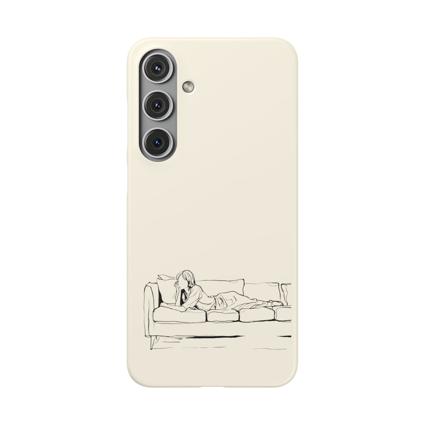 Cozy Sofa Line Art Phone Case, Minimalist & Relaxing Design For iPhone 16 15 Pro 14 12 XR 8 Samsung