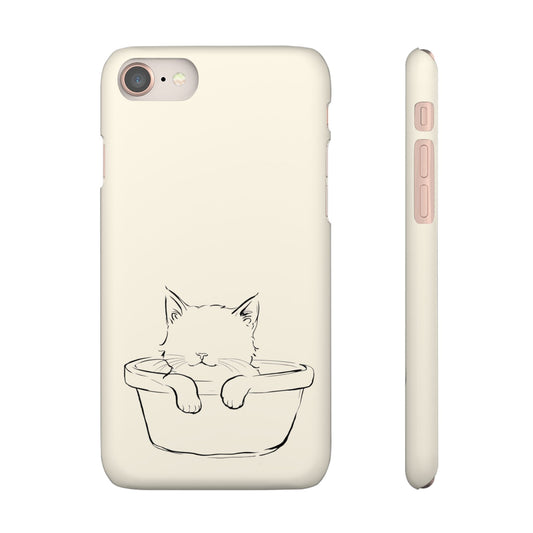 Kitten in a Basket Line Art Phone Case, Adorable & Cozy Design For iPhone 16 15 Pro 14 12 XR 8 Samsung