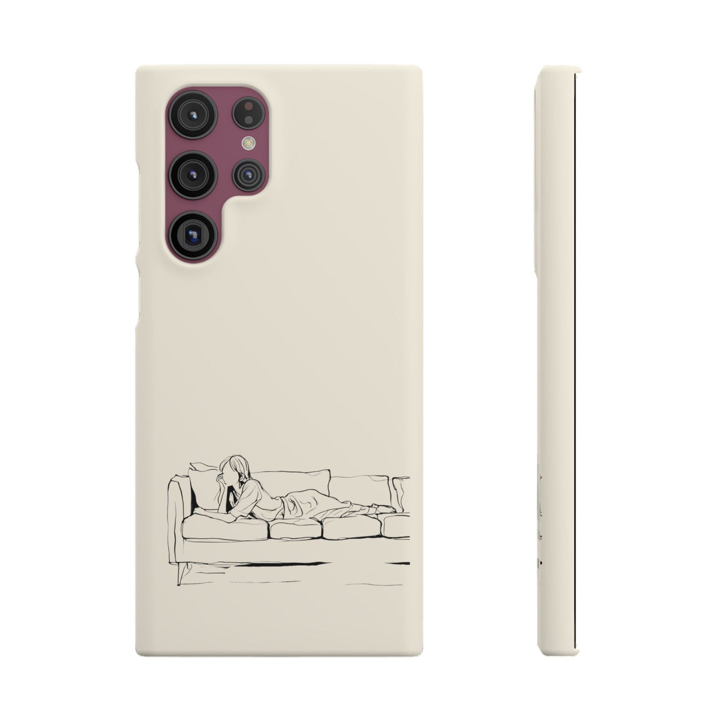 Cozy Sofa Line Art Phone Case, Minimalist & Relaxing Design For iPhone 16 15 Pro 14 12 XR 8 Samsung