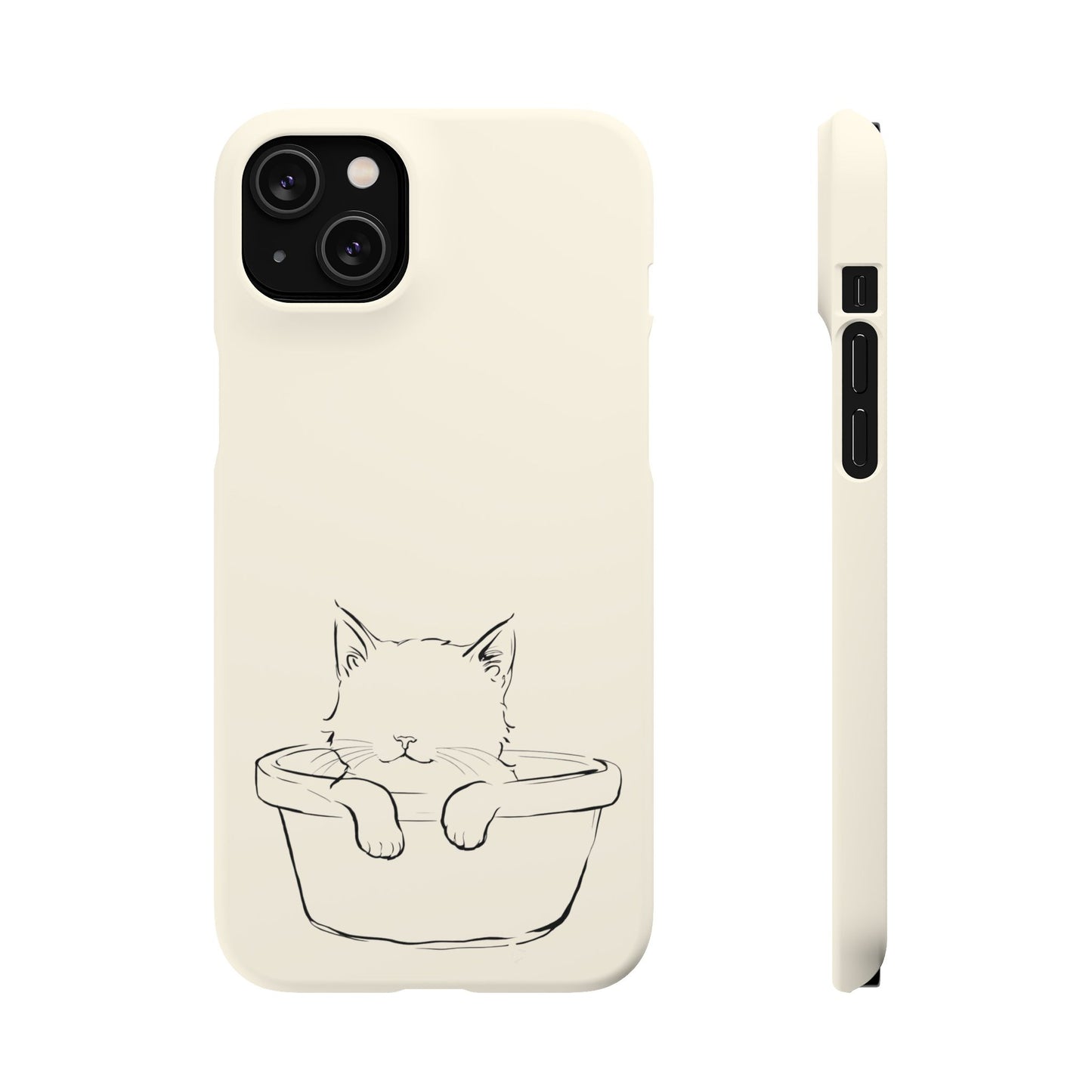 Kitten in a Basket Line Art Phone Case, Adorable & Cozy Design For iPhone 16 15 Pro 14 12 XR 8 Samsung