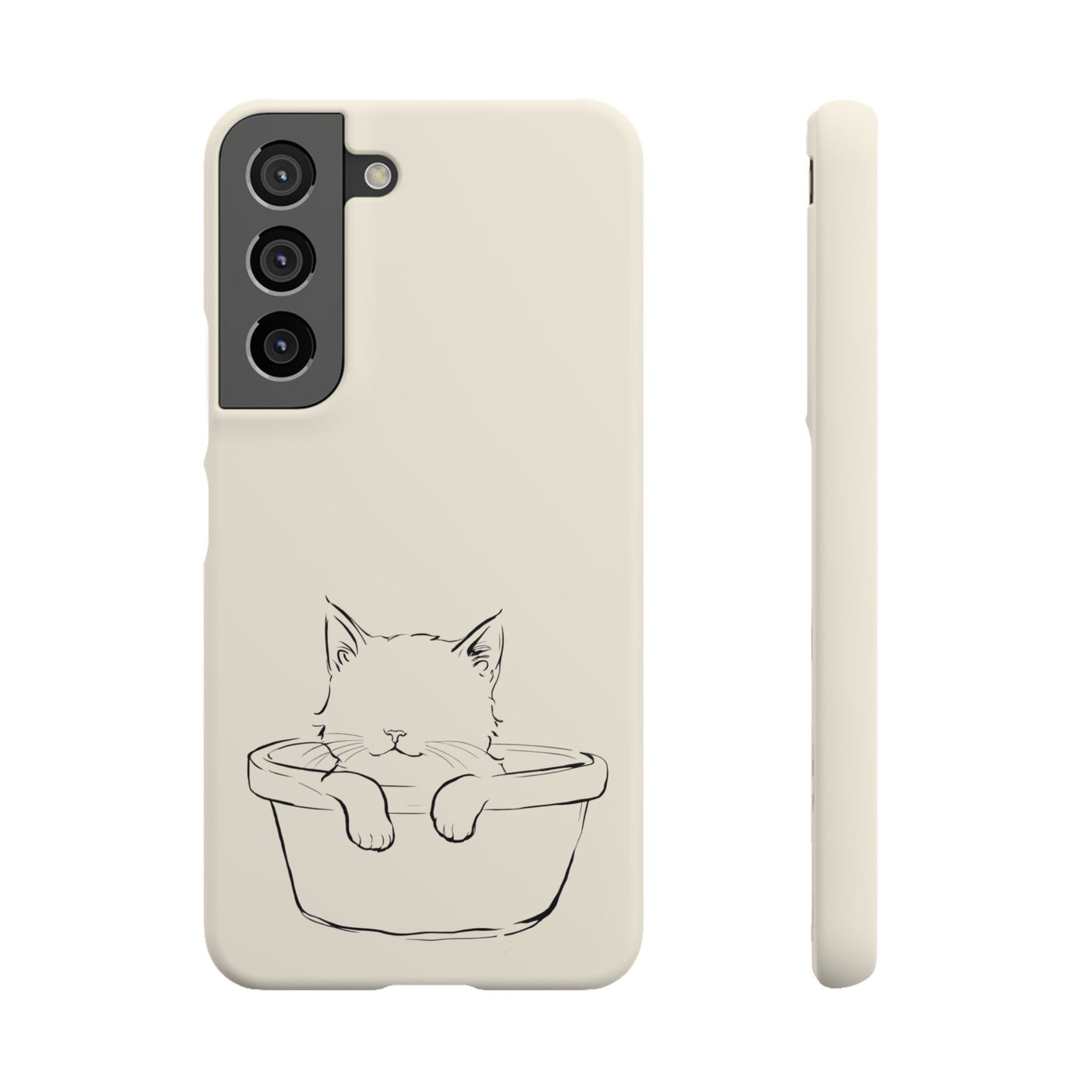 Kitten in a Basket Line Art Phone Case, Adorable & Cozy Design For iPhone 16 15 Pro 14 12 XR 8 Samsung