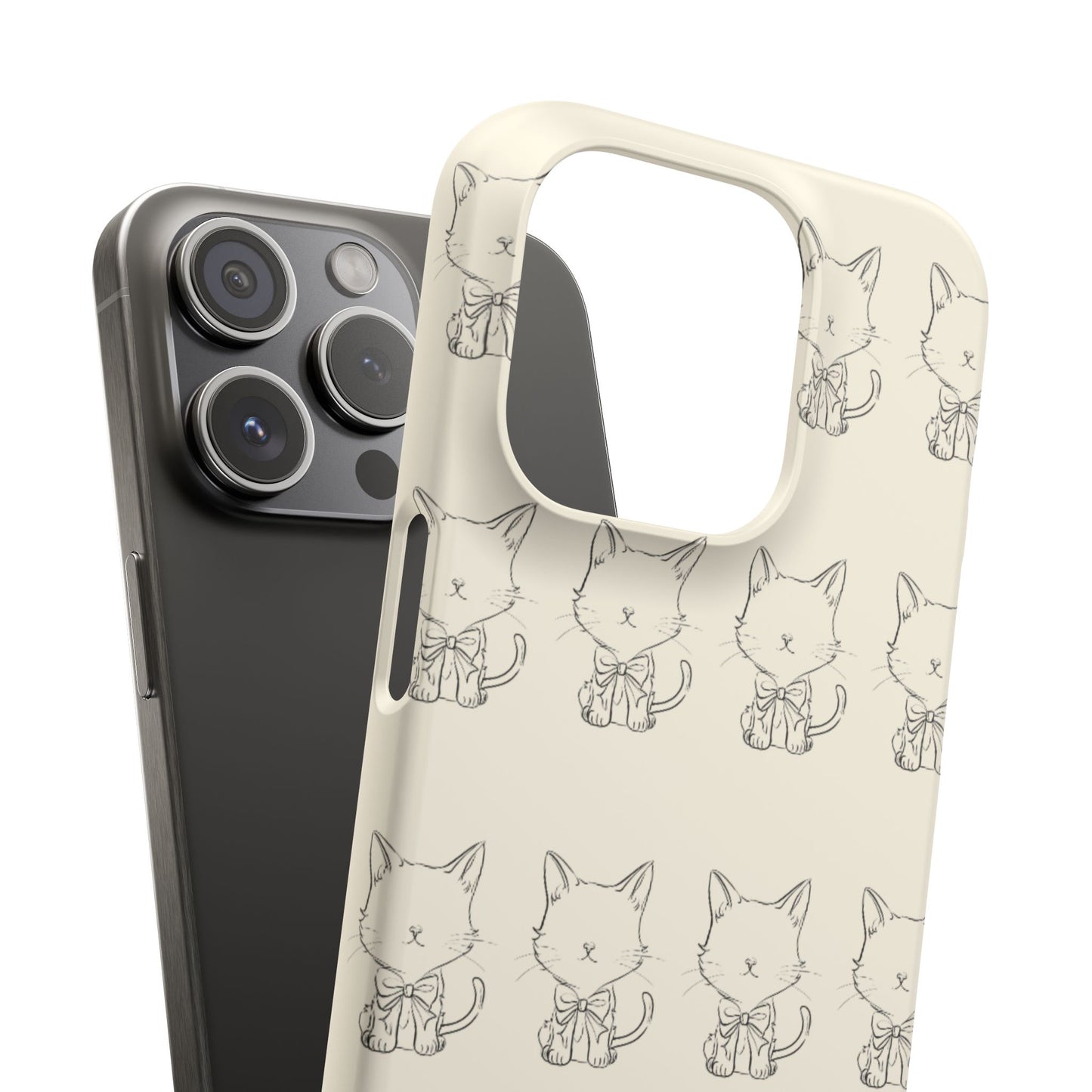 Cute Bow Cat Pattern Phone Case, Cute & Minimalist Design