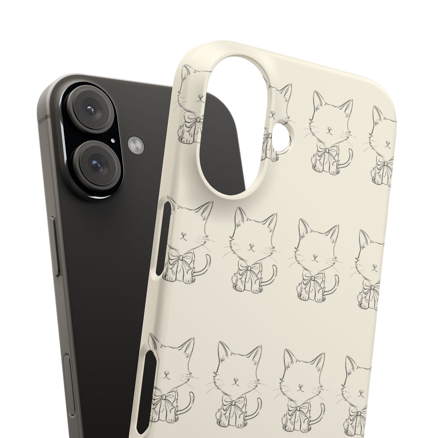 Cute Bow Cat Pattern Phone Case, Cute & Minimalist Design