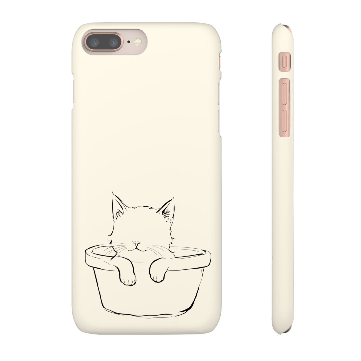 Kitten in a Basket Line Art Phone Case, Adorable & Cozy Design For iPhone 16 15 Pro 14 12 XR 8 Samsung