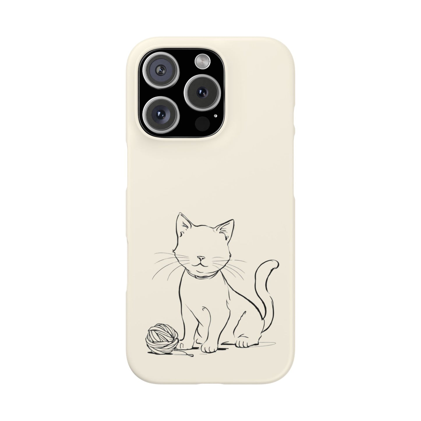 Playful Whiskers Phone Case, Minimalist Cat & Yarn Design