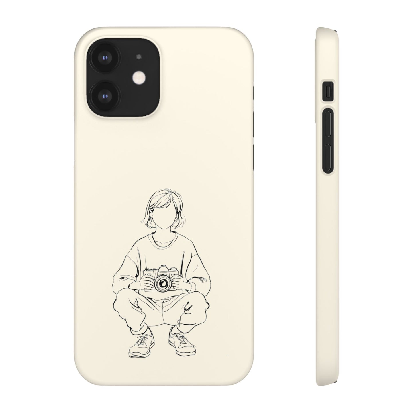 Captured Moment, Squatting Photographer Phone Case For iPhone 16 15 Pro 14 12 XR 8 Samsung