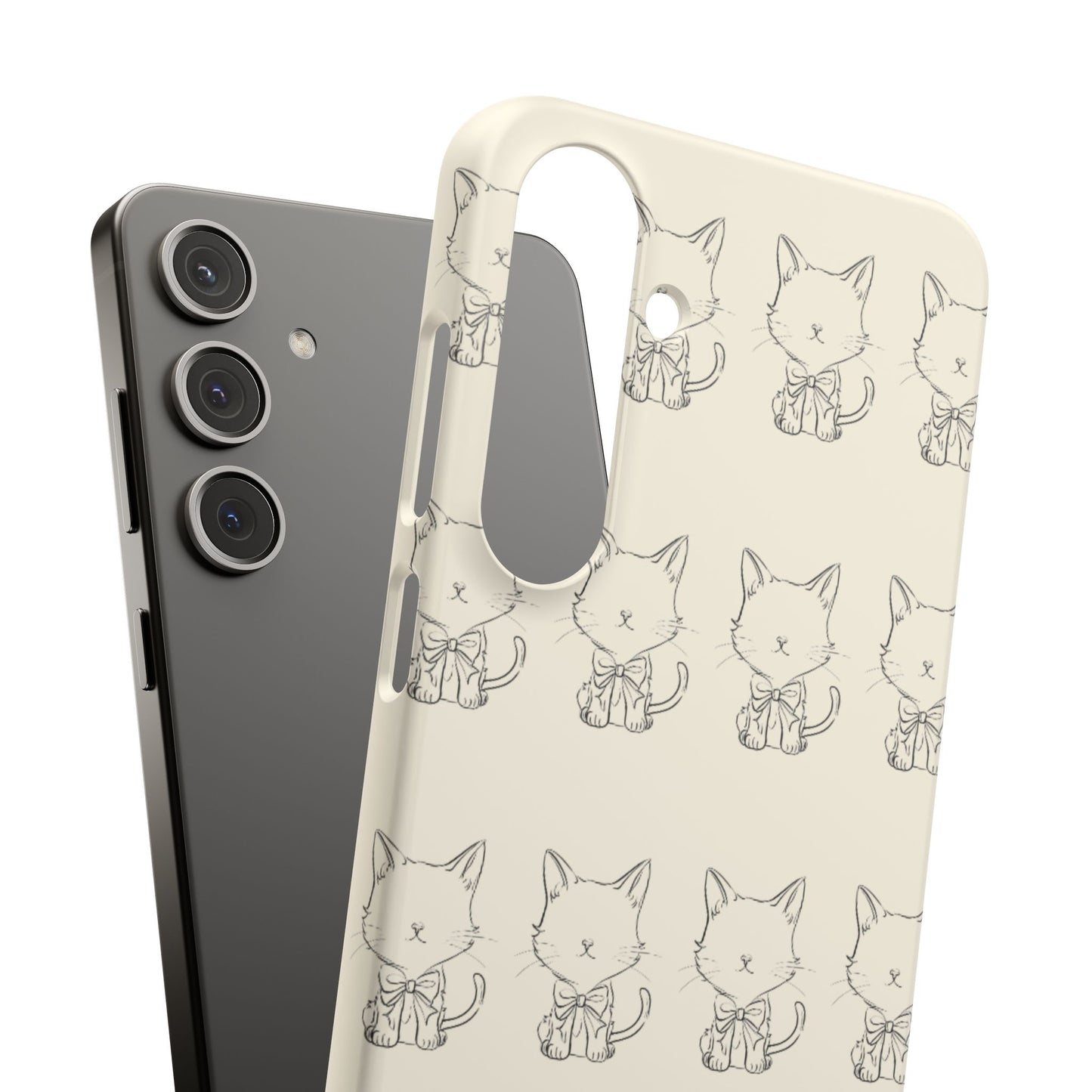 Cute Bow Cat Pattern Phone Case, Cute & Minimalist Design