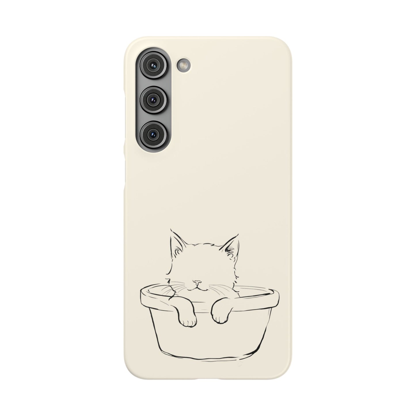 Kitten in a Basket Line Art Phone Case, Adorable & Cozy Design For iPhone 16 15 Pro 14 12 XR 8 Samsung