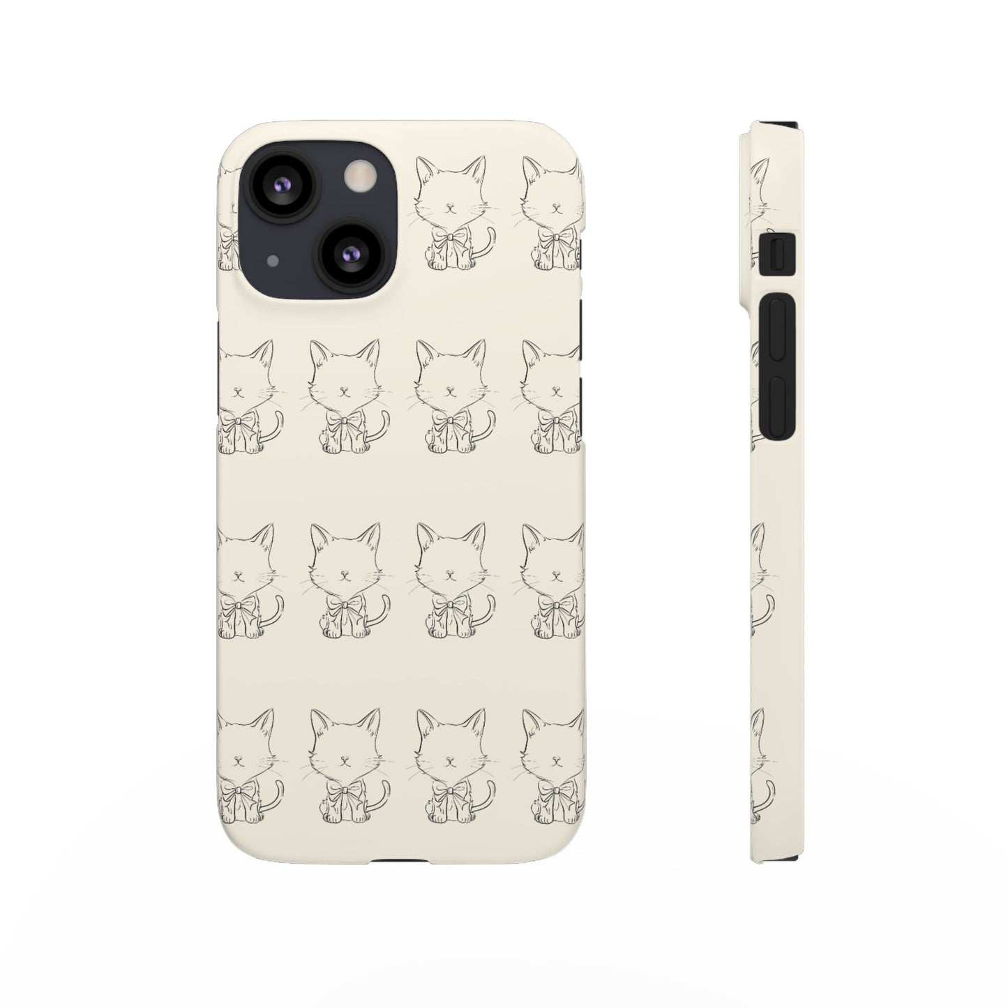 Cute Bow Cat Pattern Phone Case, Cute & Minimalist Design