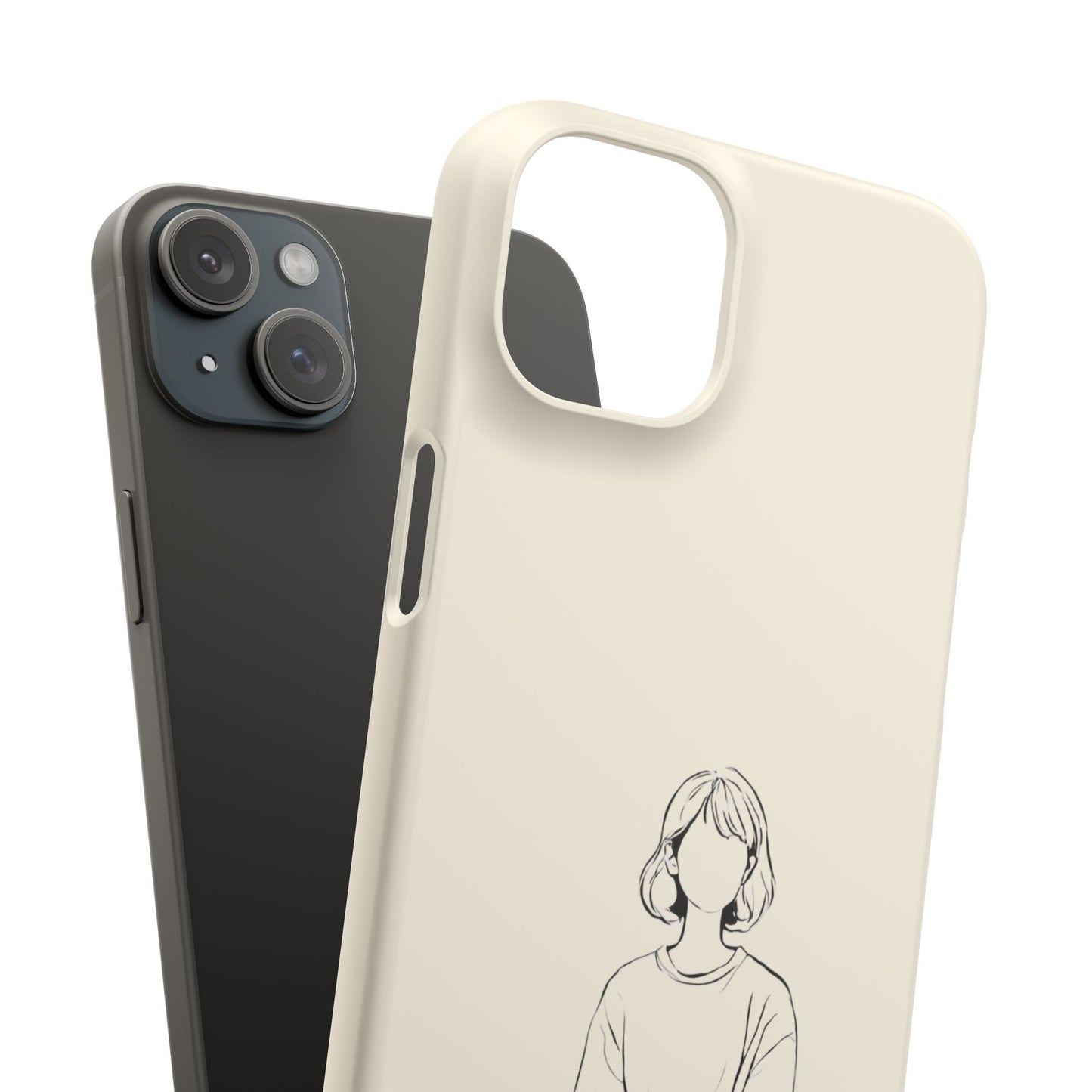 Girl and Cat Line Art Phone Case, Minimalist and Cozy Design, For iPhone 16 15 Pro 14 12 XR 7 8 Samsung