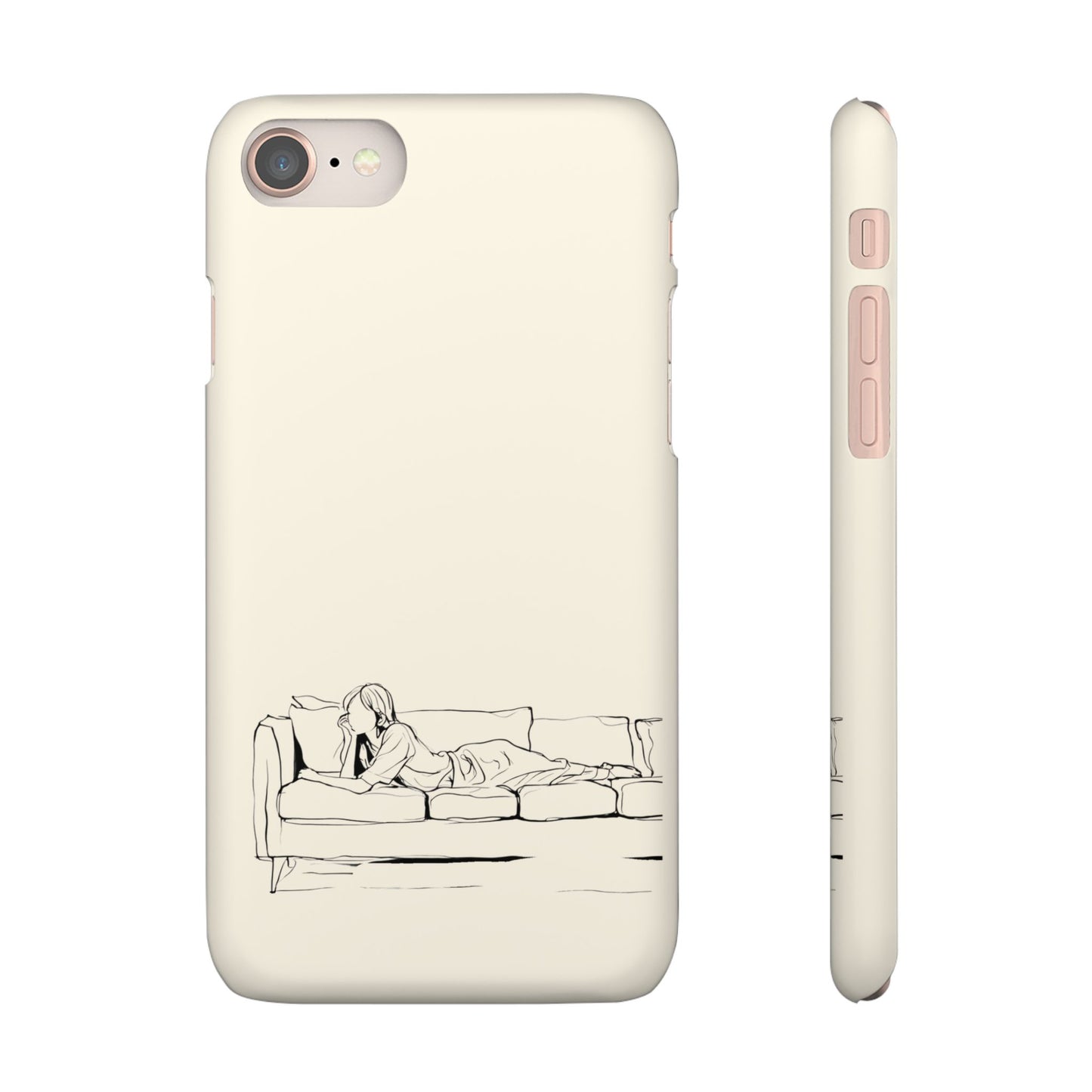 Cozy Sofa Line Art Phone Case, Minimalist & Relaxing Design For iPhone 16 15 Pro 14 12 XR 8 Samsung