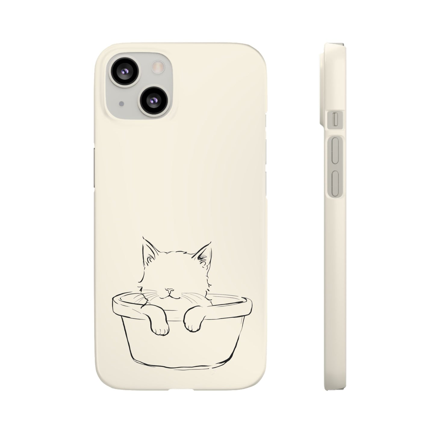 Kitten in a Basket Line Art Phone Case, Adorable & Cozy Design For iPhone 16 15 Pro 14 12 XR 8 Samsung