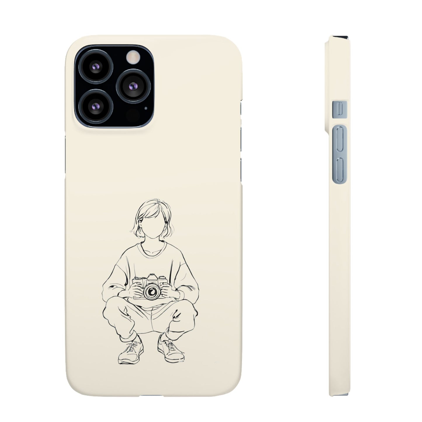 Captured Moment, Squatting Photographer Phone Case For iPhone 16 15 Pro 14 12 XR 8 Samsung