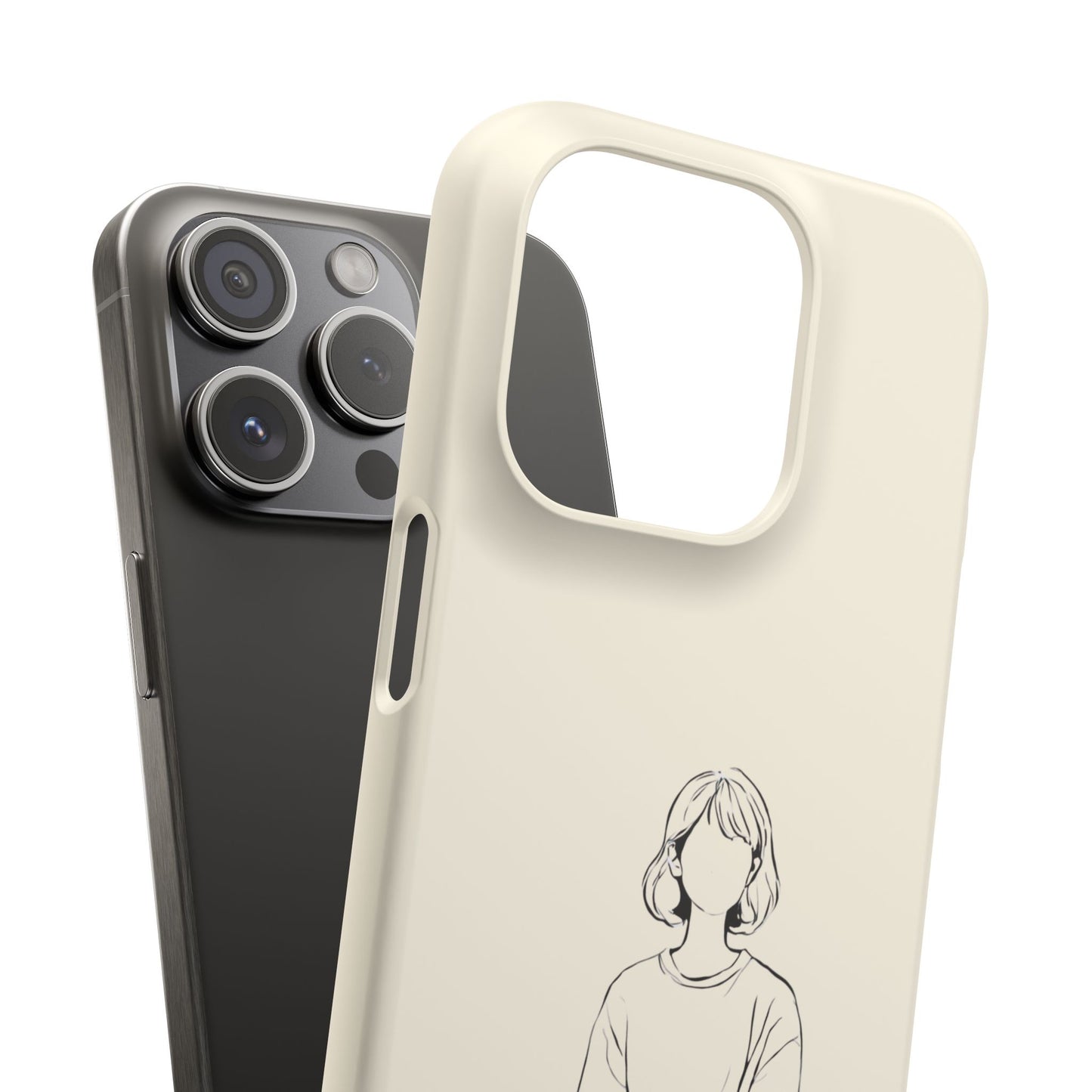 Girl and Cat Line Art Phone Case, Minimalist and Cozy Design, For iPhone 16 15 Pro 14 12 XR 7 8 Samsung