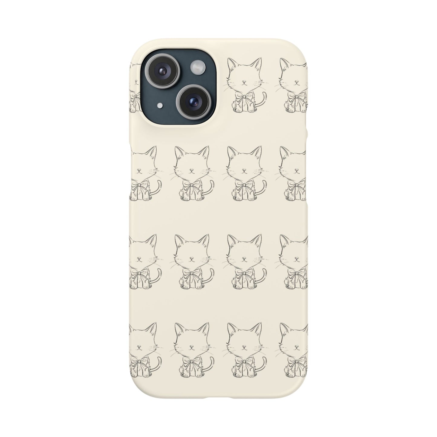 Cute Bow Cat Pattern Phone Case, Cute & Minimalist Design