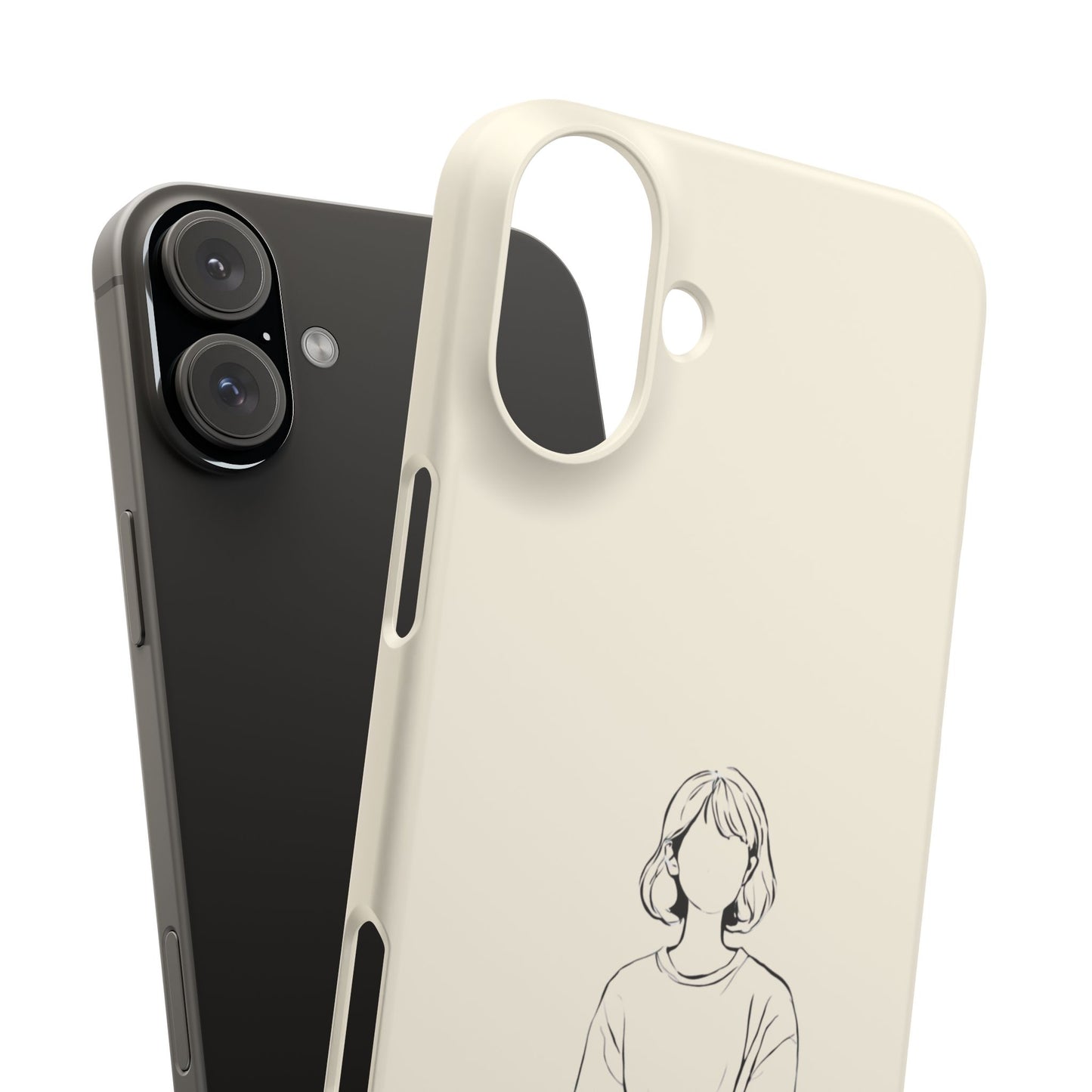 Girl and Cat Line Art Phone Case, Minimalist and Cozy Design, For iPhone 16 15 Pro 14 12 XR 7 8 Samsung