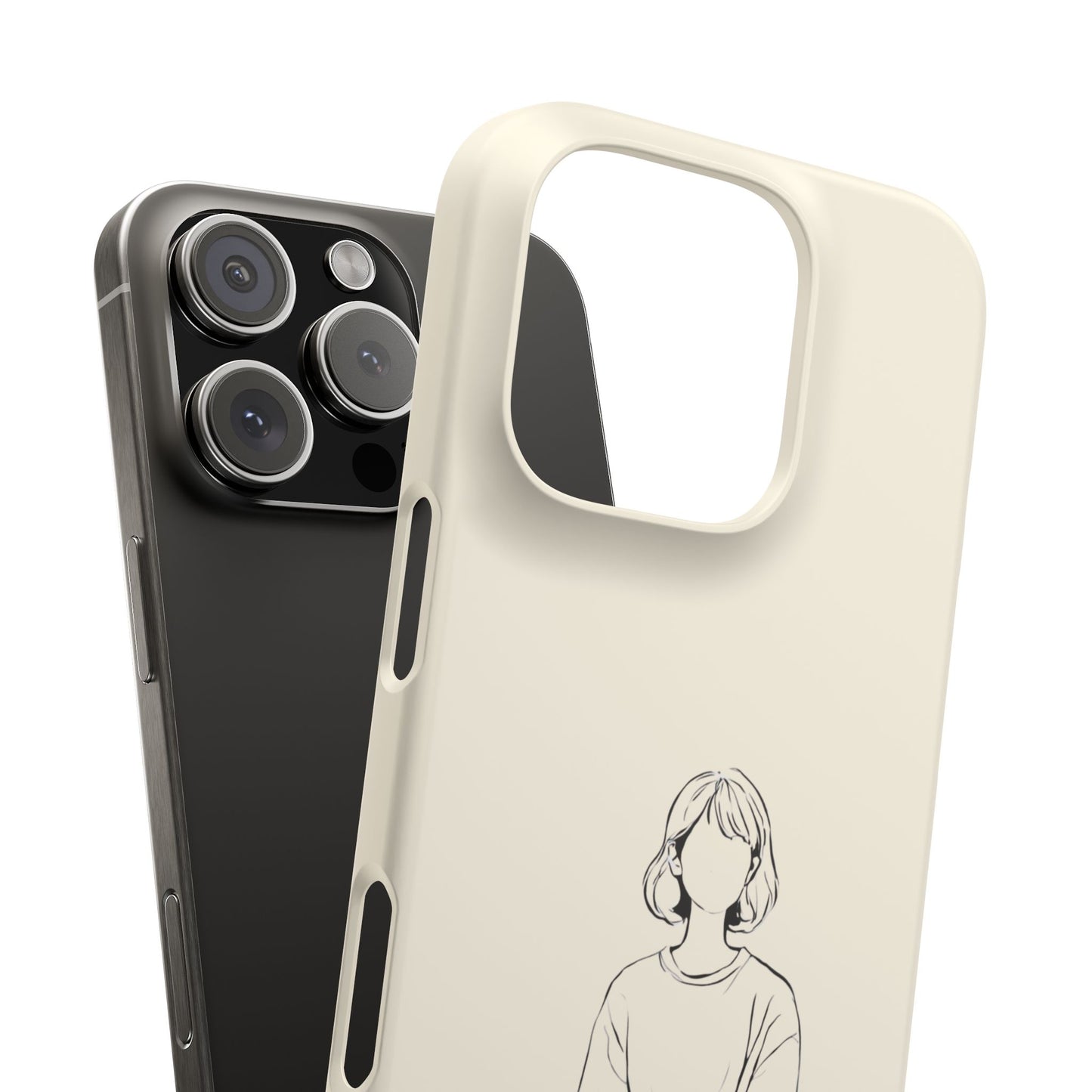 Girl and Cat Line Art Phone Case, Minimalist and Cozy Design, For iPhone 16 15 Pro 14 12 XR 7 8 Samsung