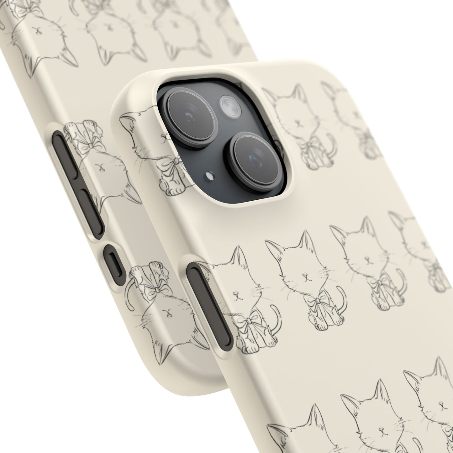 Cute Bow Cat Pattern Phone Case, Cute & Minimalist Design