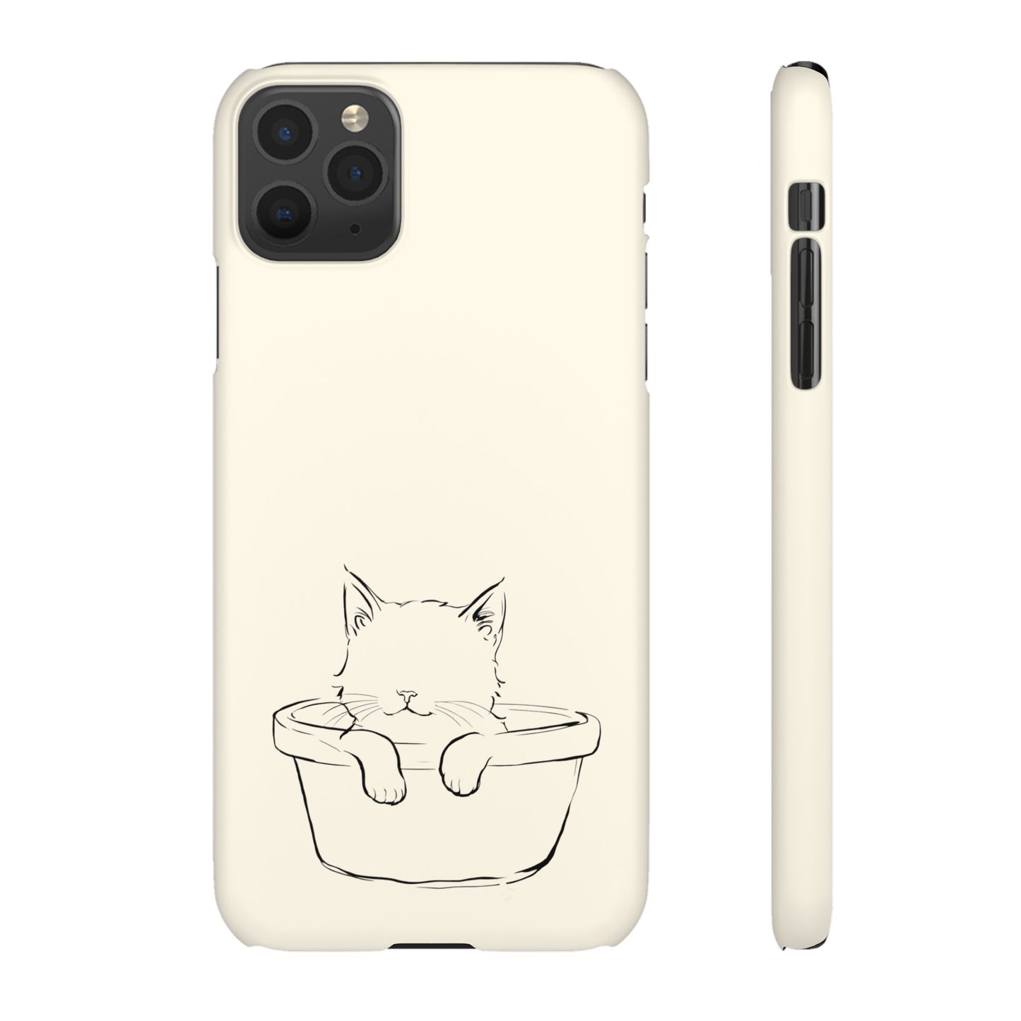 Kitten in a Basket Line Art Phone Case, Adorable & Cozy Design For iPhone 16 15 Pro 14 12 XR 8 Samsung