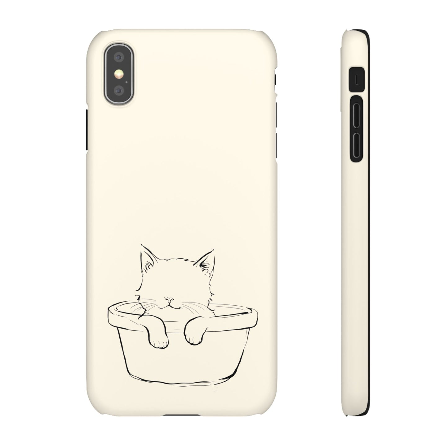 Kitten in a Basket Line Art Phone Case, Adorable & Cozy Design For iPhone 16 15 Pro 14 12 XR 8 Samsung