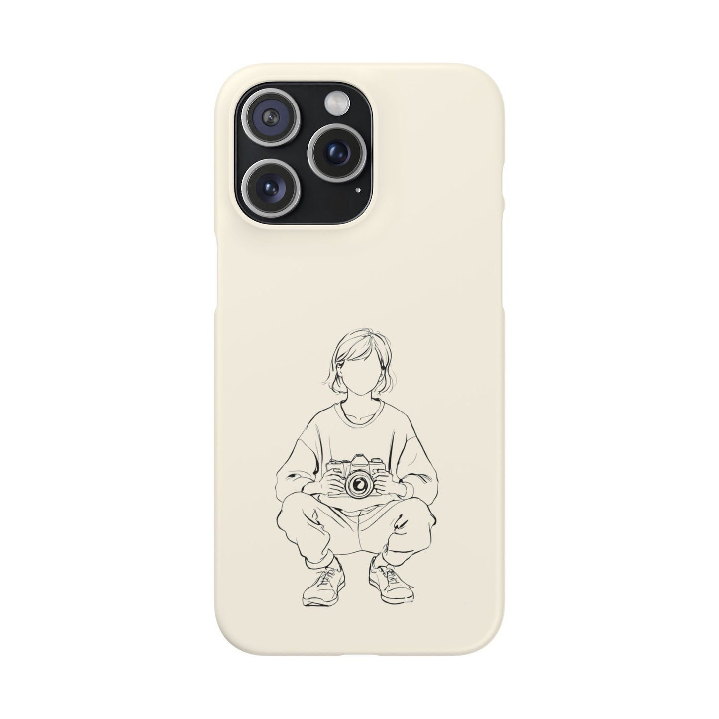 Captured Moment, Squatting Photographer Phone Case For iPhone 16 15 Pro 14 12 XR 8 Samsung