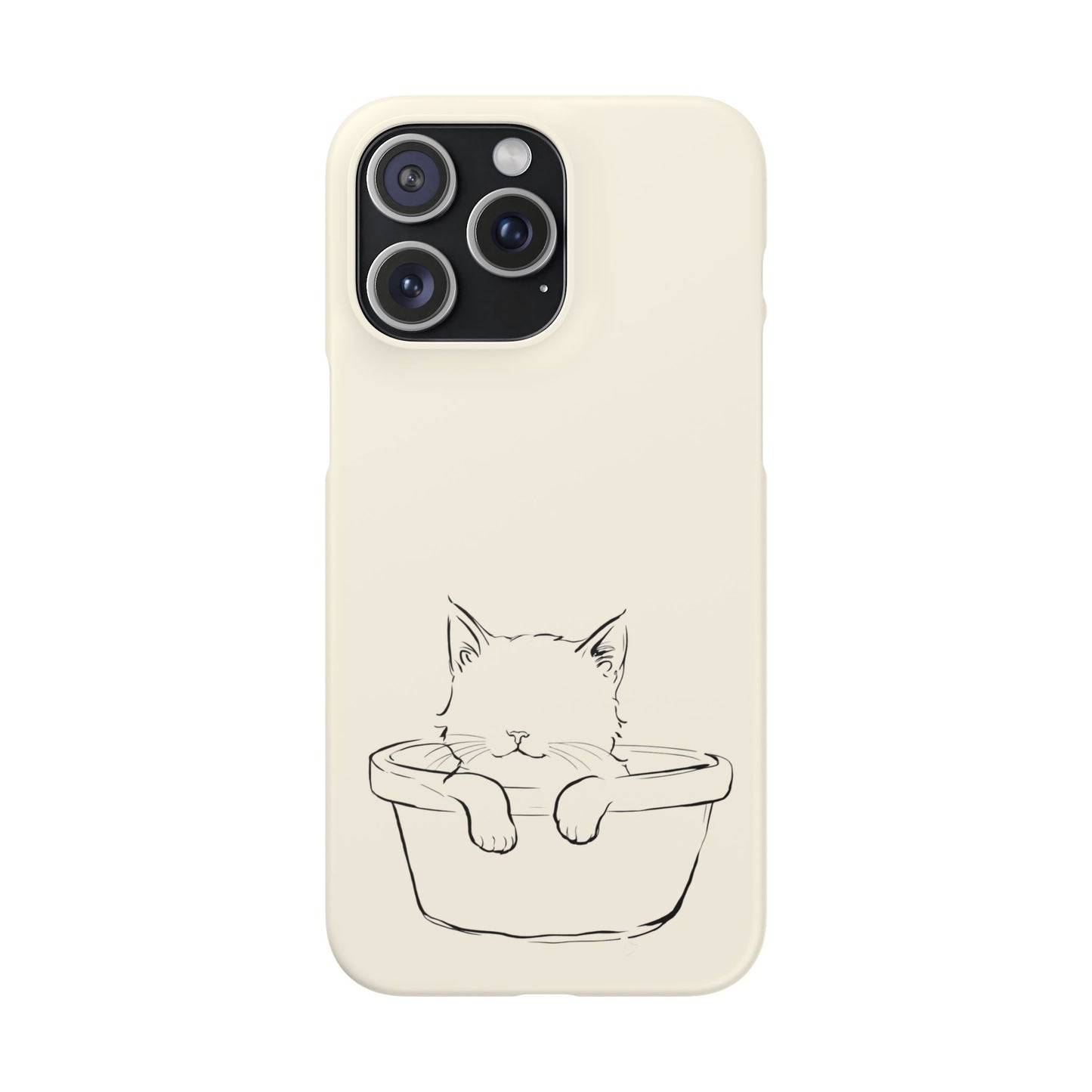 Kitten in a Basket Line Art Phone Case, Adorable & Cozy Design For iPhone 16 15 Pro 14 12 XR 8 Samsung