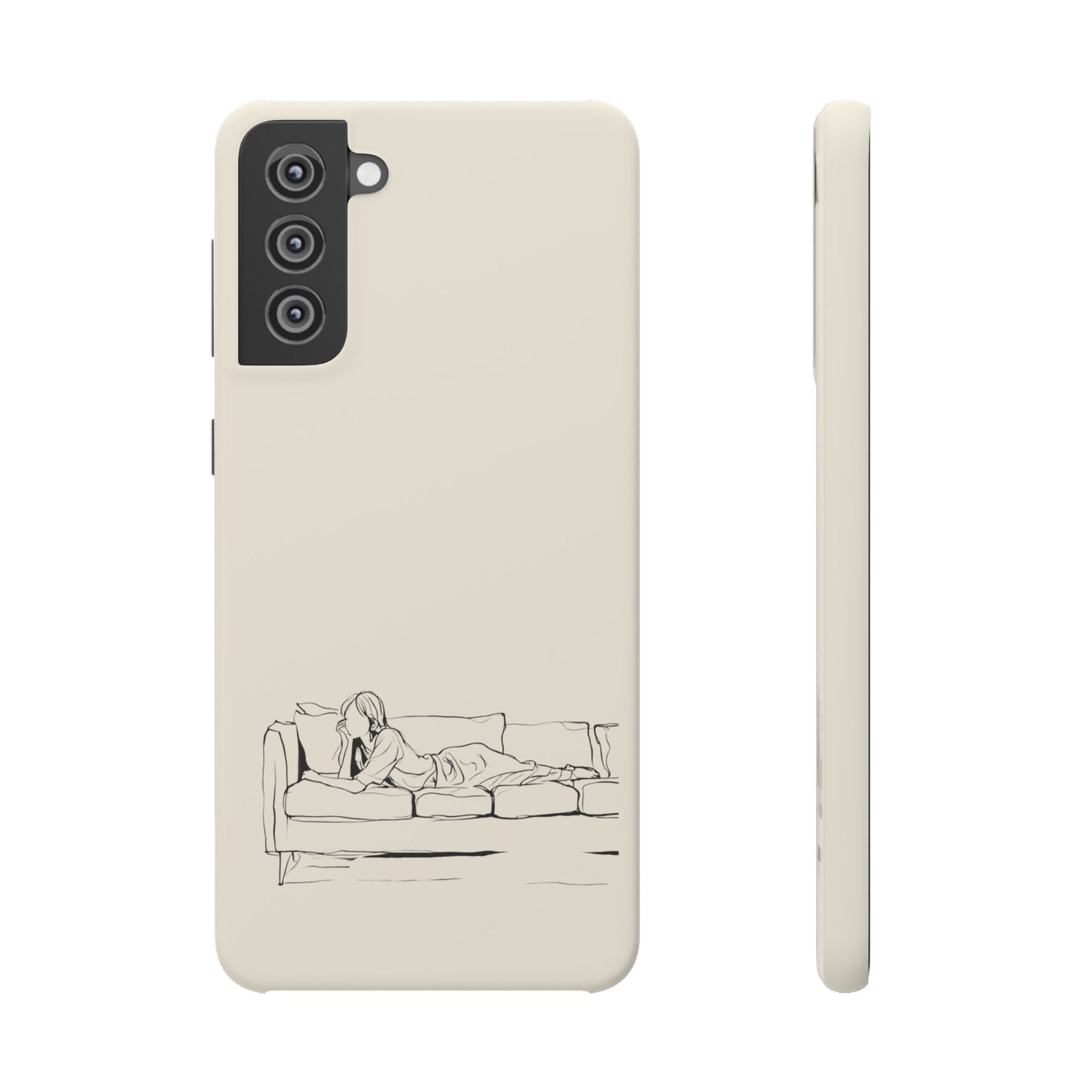 Cozy Sofa Line Art Phone Case, Minimalist & Relaxing Design For iPhone 16 15 Pro 14 12 XR 8 Samsung