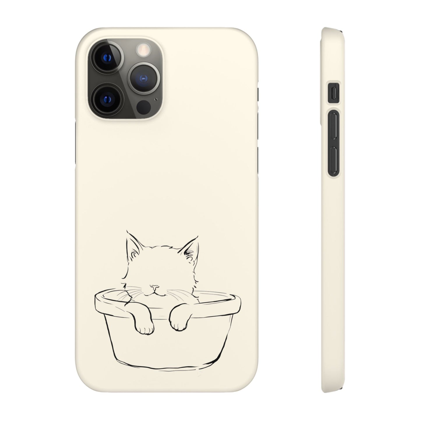 Kitten in a Basket Line Art Phone Case, Adorable & Cozy Design For iPhone 16 15 Pro 14 12 XR 8 Samsung