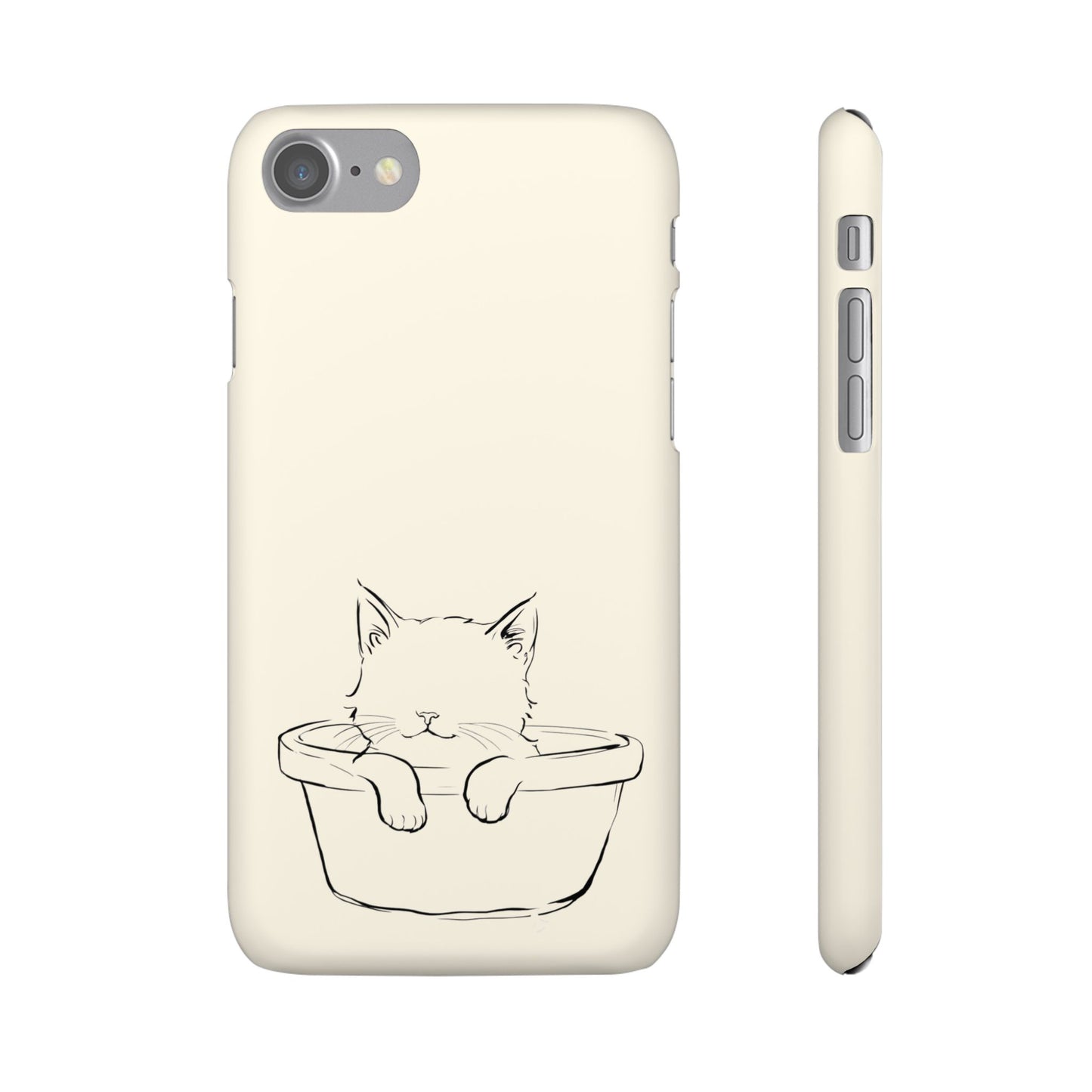 Kitten in a Basket Line Art Phone Case, Adorable & Cozy Design For iPhone 16 15 Pro 14 12 XR 8 Samsung