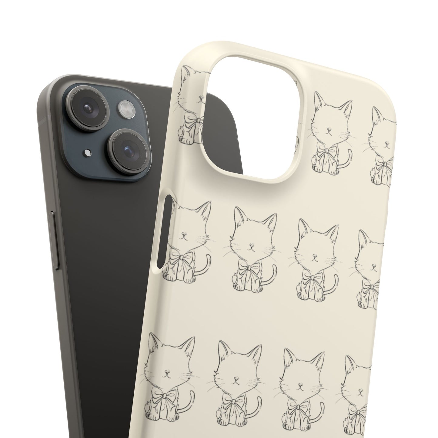 Cute Bow Cat Pattern Phone Case, Cute & Minimalist Design