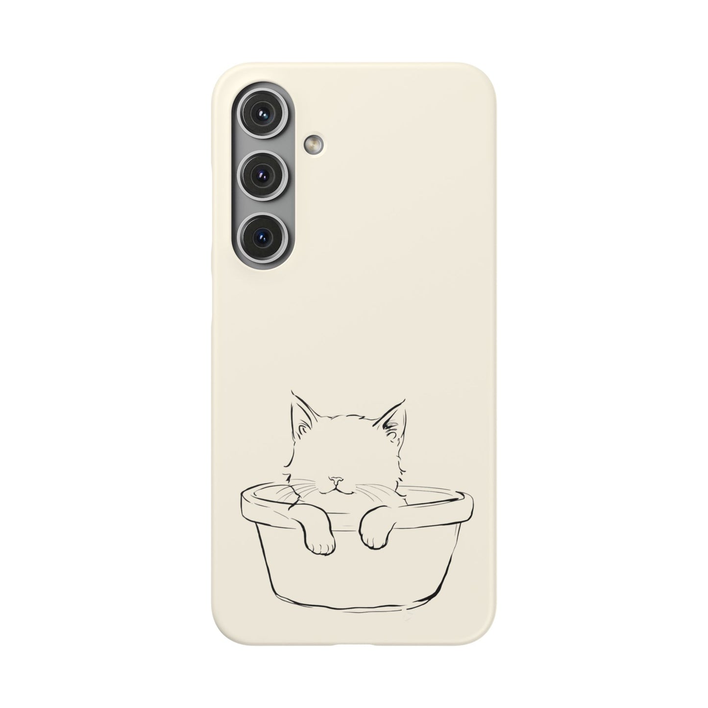 Kitten in a Basket Line Art Phone Case, Adorable & Cozy Design For iPhone 16 15 Pro 14 12 XR 8 Samsung