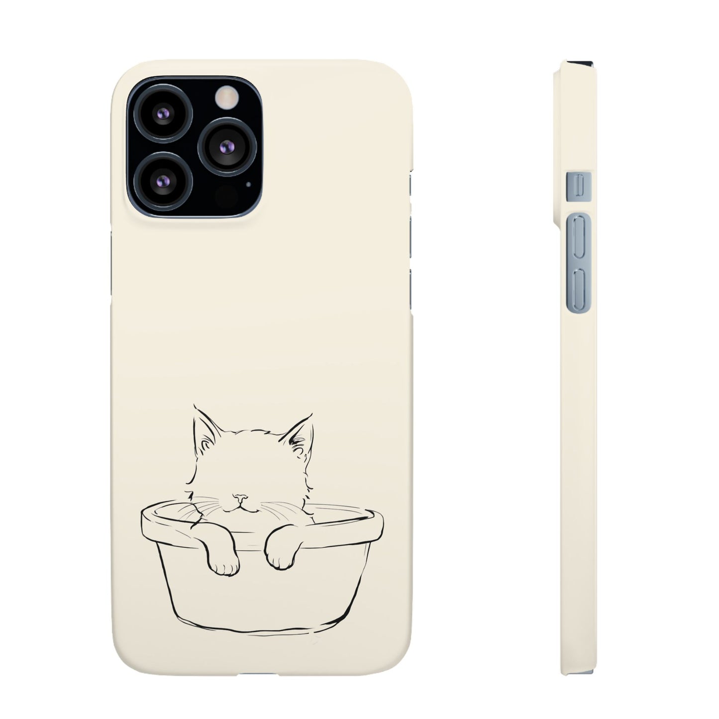 Kitten in a Basket Line Art Phone Case, Adorable & Cozy Design For iPhone 16 15 Pro 14 12 XR 8 Samsung