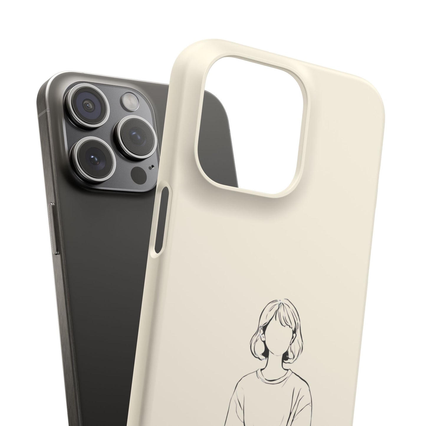 Girl and Cat Line Art Phone Case, Minimalist and Cozy Design, For iPhone 16 15 Pro 14 12 XR 7 8 Samsung